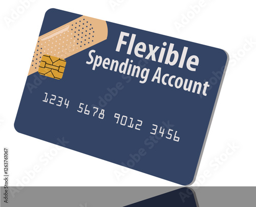 Here is a flexible spending account debit card. with an adhesive bandage as a graphic.
