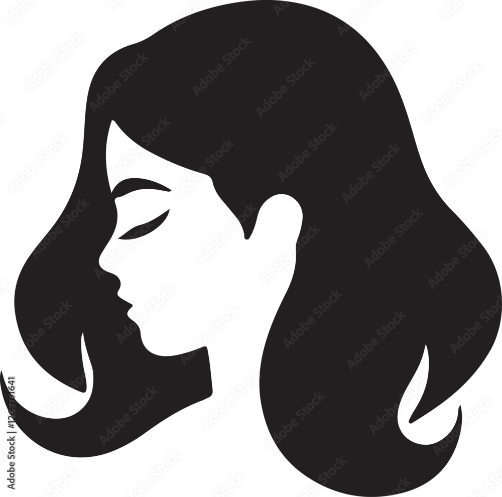 An illustration of a beautiful woman with long hair, viewed from the side An illustration of a beautiful woman with long hair, viewed from the side