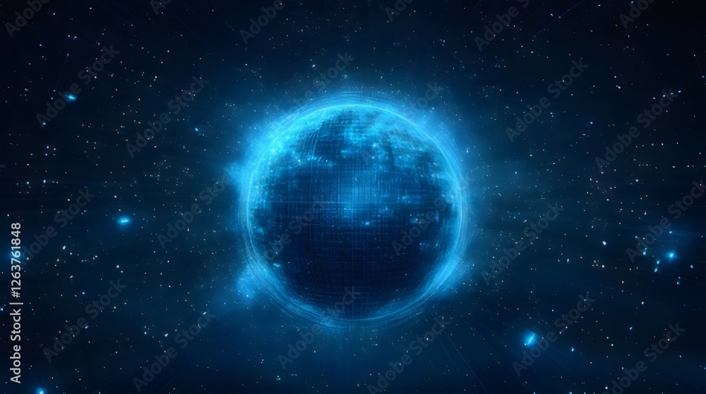 Glowing digital Earth globe in space. Glowing digital Earth globe in space.