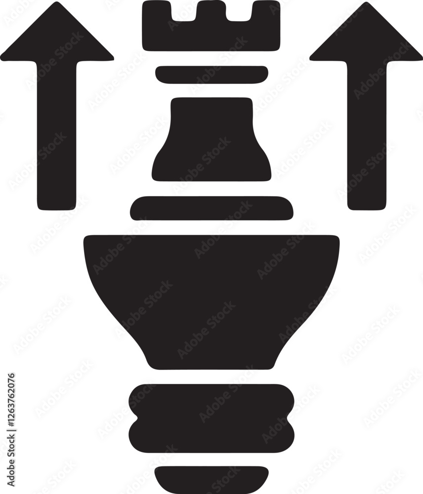 An illustration of a chess rook piece on top of a two-way arrow lamp pointing upward An illustration of a chess rook piece on top of a two-way arrow lamp pointing upward