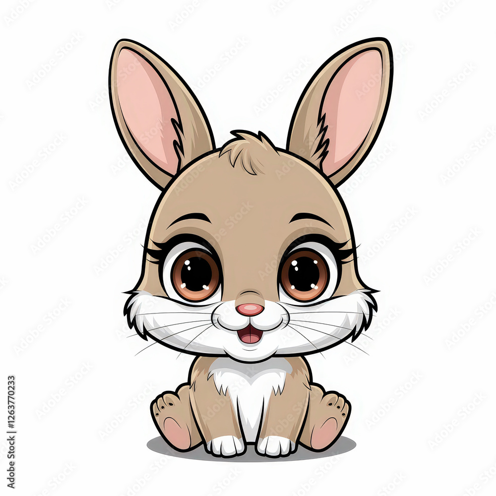 Cute brown bunny cartoon on a white background. Cute brown bunny cartoon on a white background.