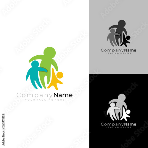 Family design colorful, people care logo with social design