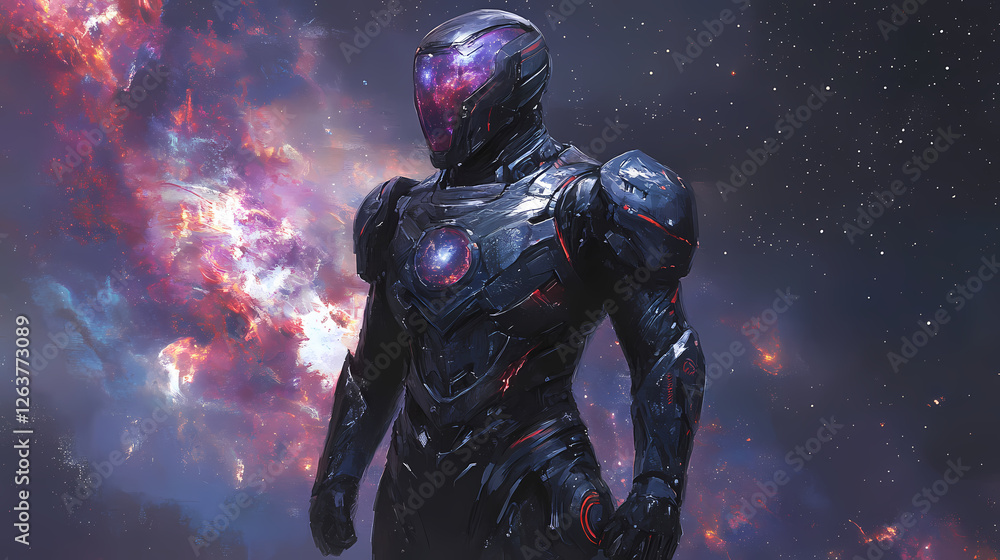 Fototapeta premium Armor of god. Nebula-Infused Armor. Illustration