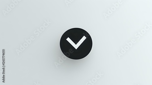 Free Download Minimalist black circle with white checkmark symbol on light background, isolated design element for business and interface concepts. - GFXLoad