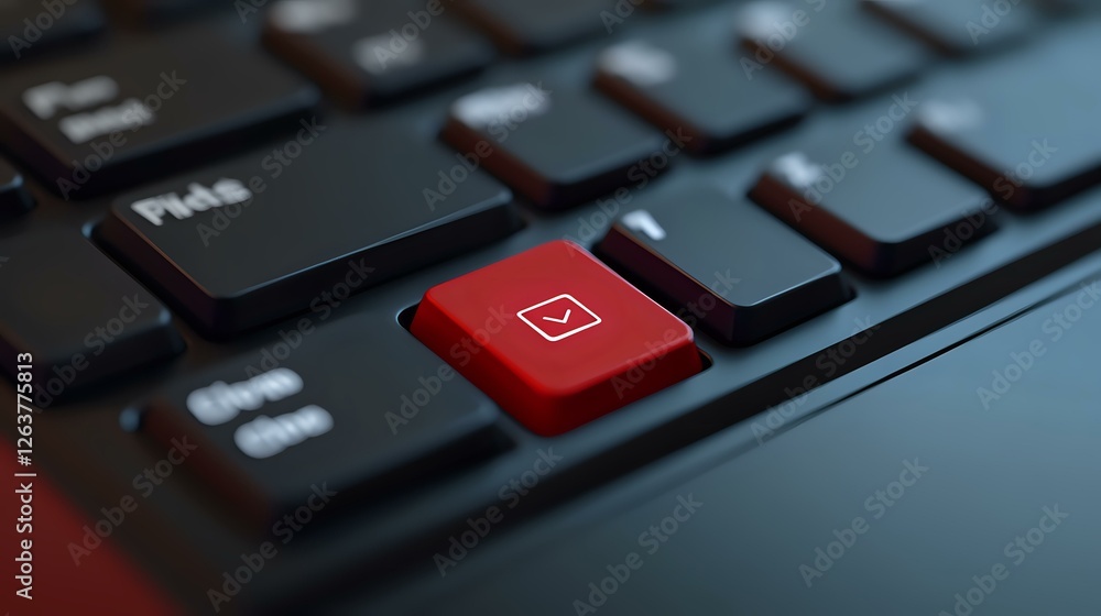 Red email button on black computer keyboard illuminated with dramatic lighting, close-up macro shot showing technology detail and communication concept. Red email button on black computer keyboard illuminated with dramatic lighting, close-up macro shot showing technology detail and communication concept.