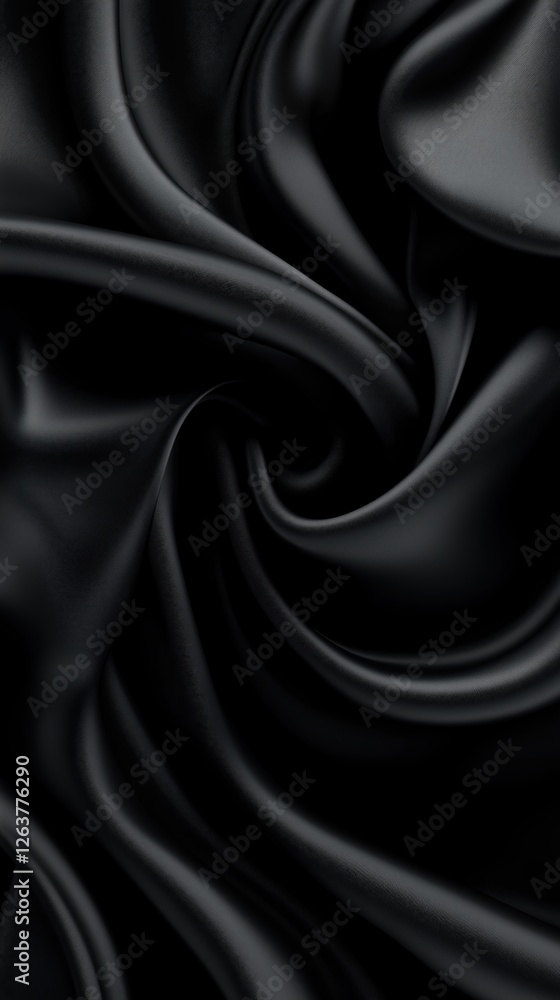 Fototapeta premium Swirling black fabric textures create a smooth and elegant background in an artistic display