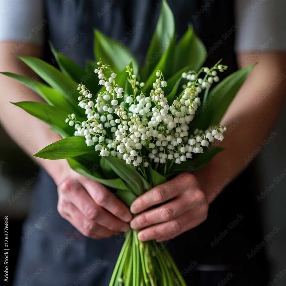 Hands Held with Bouquet of White Flowers Hands Held with Bouquet of White Flowers