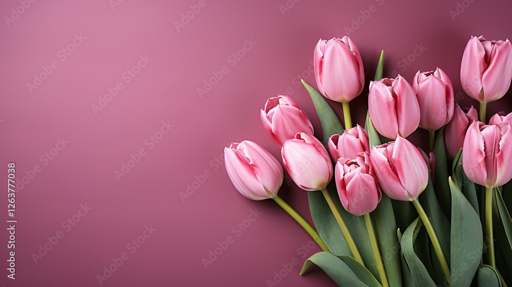 Women's day card with pink tulips