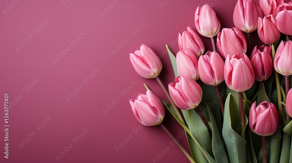 Obraz premium isolated Pink tulips poster