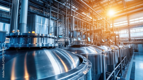 A clean and sterile pharmaceutical processing plant with precision machines.