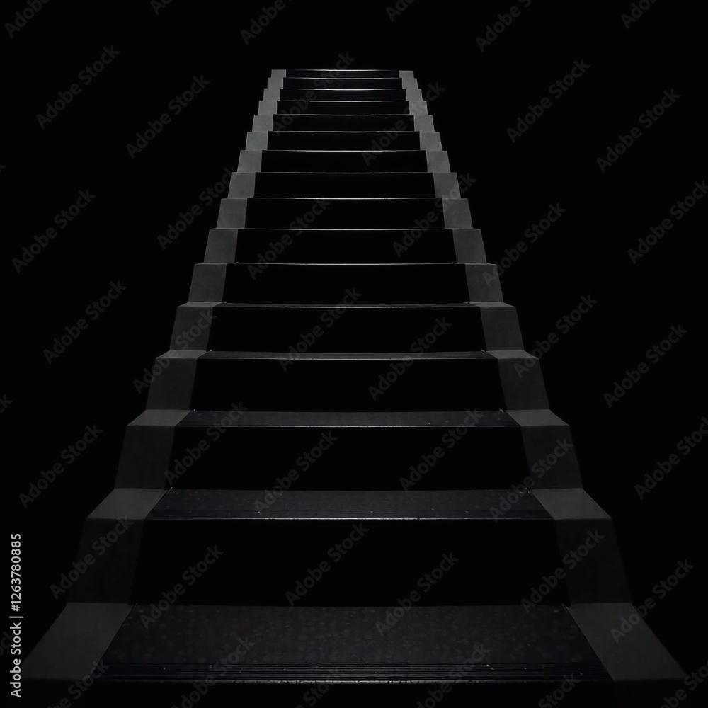 Fototapeta premium Black staggered steps, clean lines, sharp angles. 