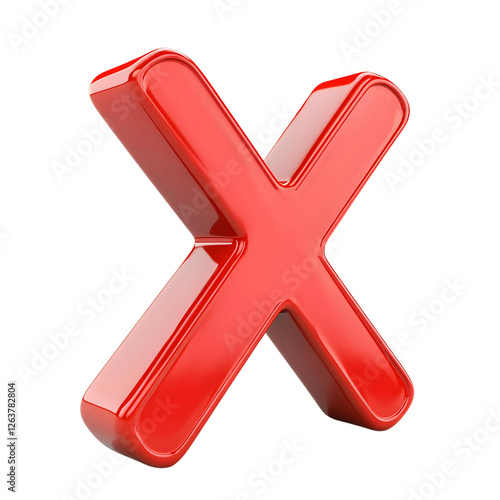 Create Glossy Red X Symbol with Transparent Background Using 3D Modeling Software