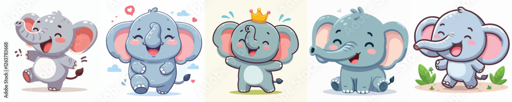 vector group of excited elephants laughing vector group of excited elephants laughing