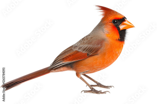 Vibrant Cardinal Bird:  Feathers, Profile,  Transparent Background, Wildlife Photography