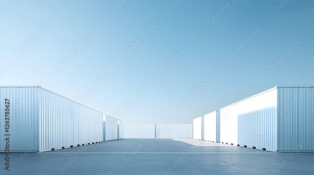 White Shipping Containers Under Blue Sky White Shipping Containers Under Blue Sky