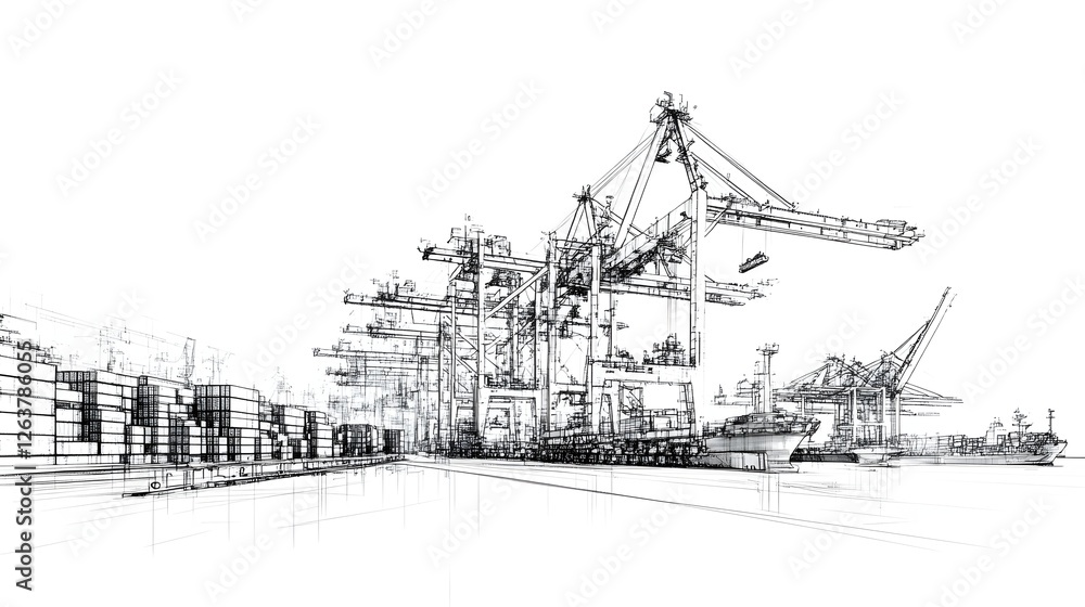 Obraz premium Container Ships Dock Efficiently at Port