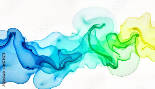Colorful flowing abstract waves in blue, green, and yellow