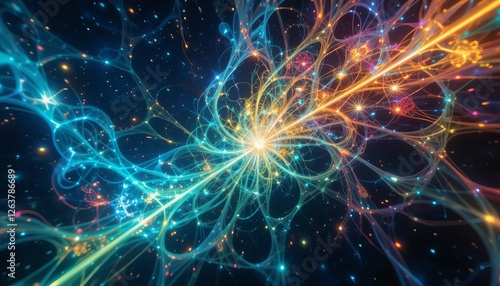 Wallpaper Mural Abstract neon fractal wallpaper with space. Torontodigital.ca