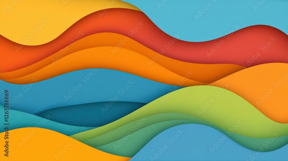 Fototapeta premium Explore a vibrant 3D abstract background with dynamic paper cut shapes, perfect for adding depth and texture to any design.