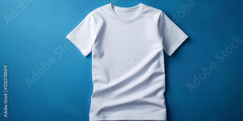 白無地のtシャツのモックアップ素材。ブルーの背景。