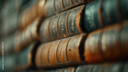 Ancient texts bathed in light and shadow evoke the wisdom of ages. A captivating glimpse into knowledge and history. photo