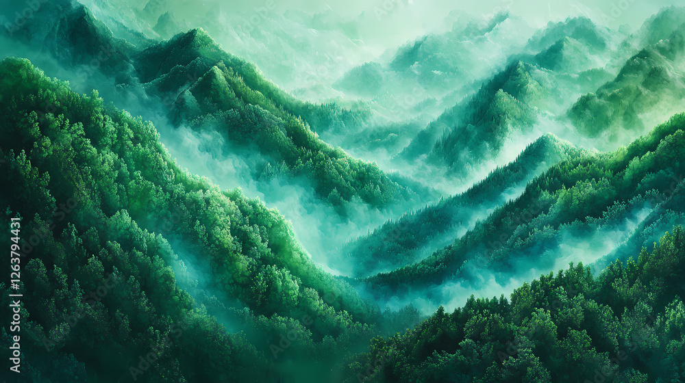 Fototapeta premium aerial shot forested green hills