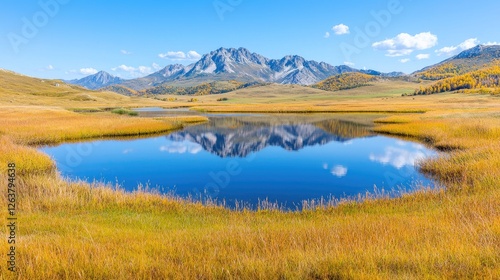 Mountain lake autumn reflection landscape scenic travel