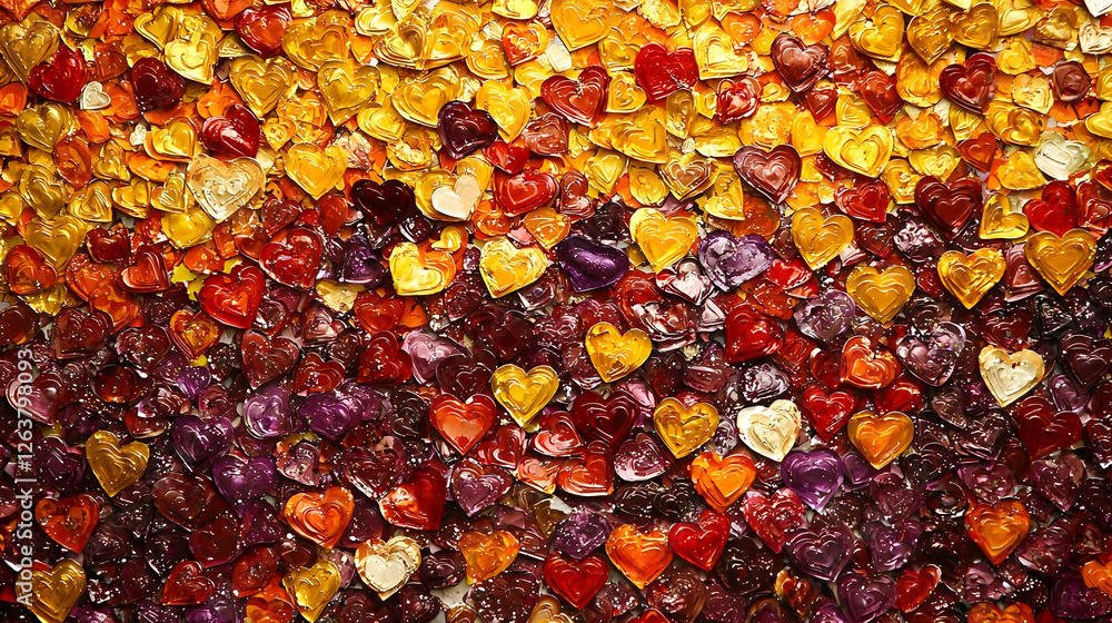 Colorful heart-shaped gems gradient background; romantic, love, Valentine's Day, wedding, design Colorful heart-shaped gems gradient background; romantic, love, Valentine's Day, wedding, design