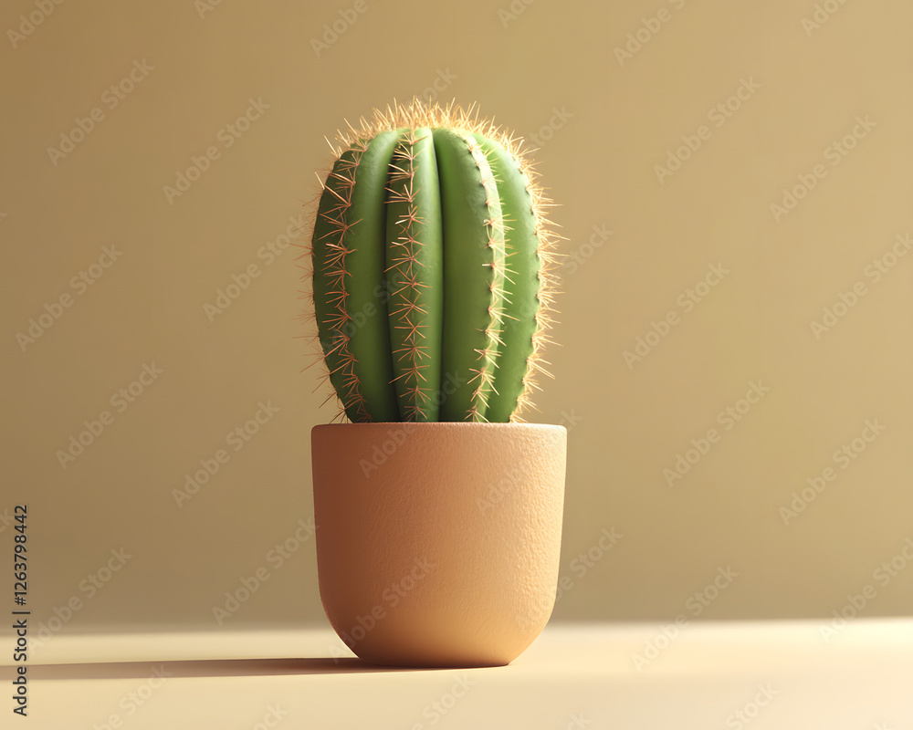 Cylindrical Cactus in Beige Pot Cylindrical Cactus in Beige Pot