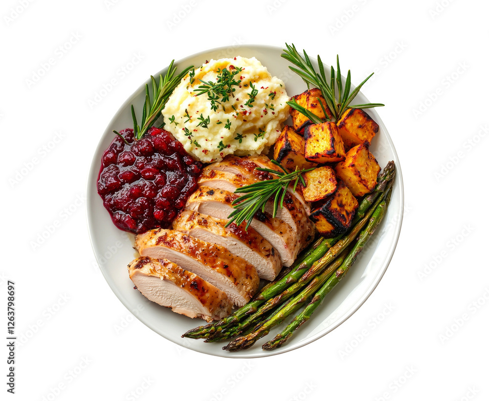 Delicious Turkey Dinner on Plate with Vegetables Delicious Turkey Dinner on Plate with Vegetables