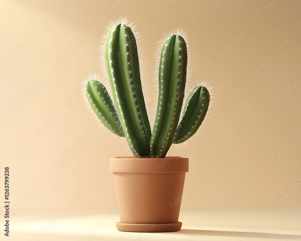 Fototapeta premium Cactus Plant in Terracotta Pot