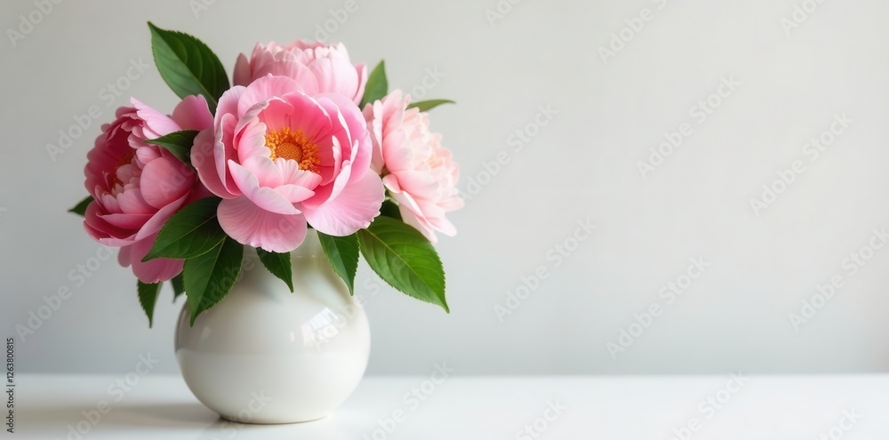 Beautifully arranged peony and hydrangea in a white vase, peony flower, hydrangea, wedding flowers Beautifully arranged peony and hydrangea in a white vase, peony flower, hydrangea, wedding flowers