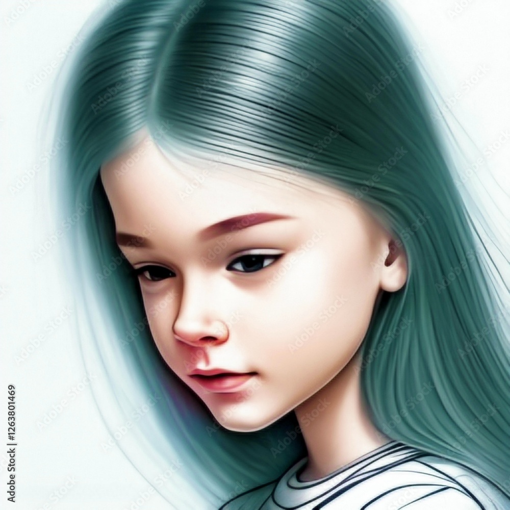a captures detailed pencil colours sketch of a girl with intricate features a captures detailed pencil colours sketch of a girl with intricate features