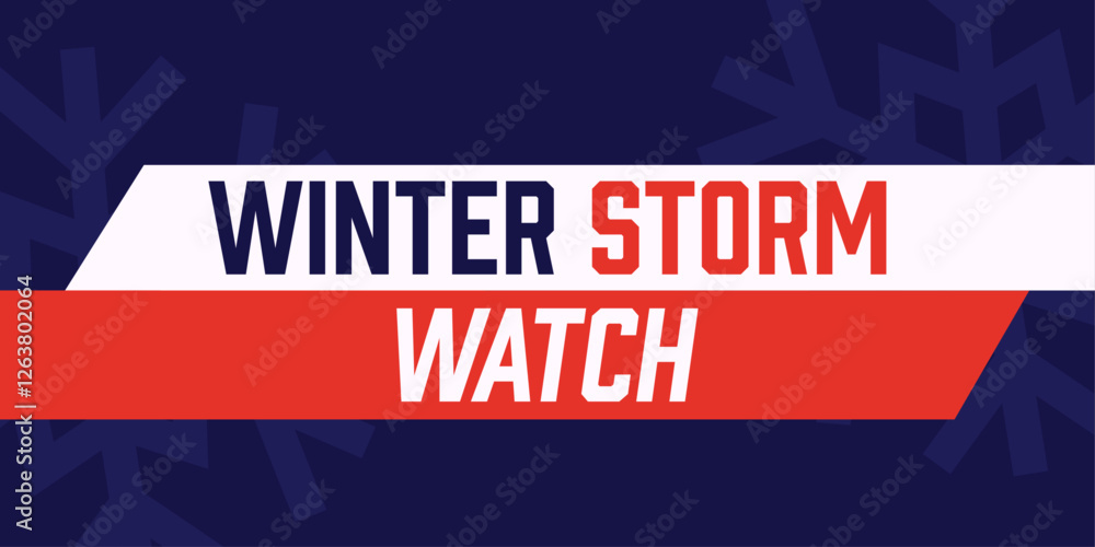 Obraz premium Winter storm watch. Vector background with text and snowflakes.
