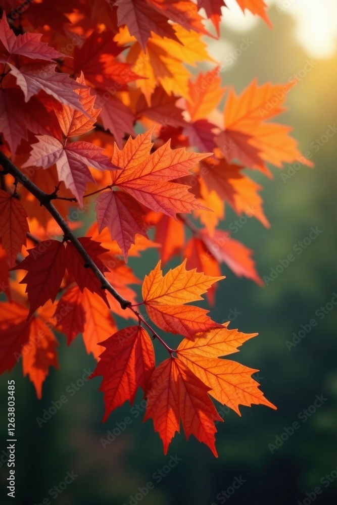 A tree branch loaded with red and yellow leaves in autumn colors, fall, leaves, branch A tree branch loaded with red and yellow leaves in autumn colors, fall, leaves, branch