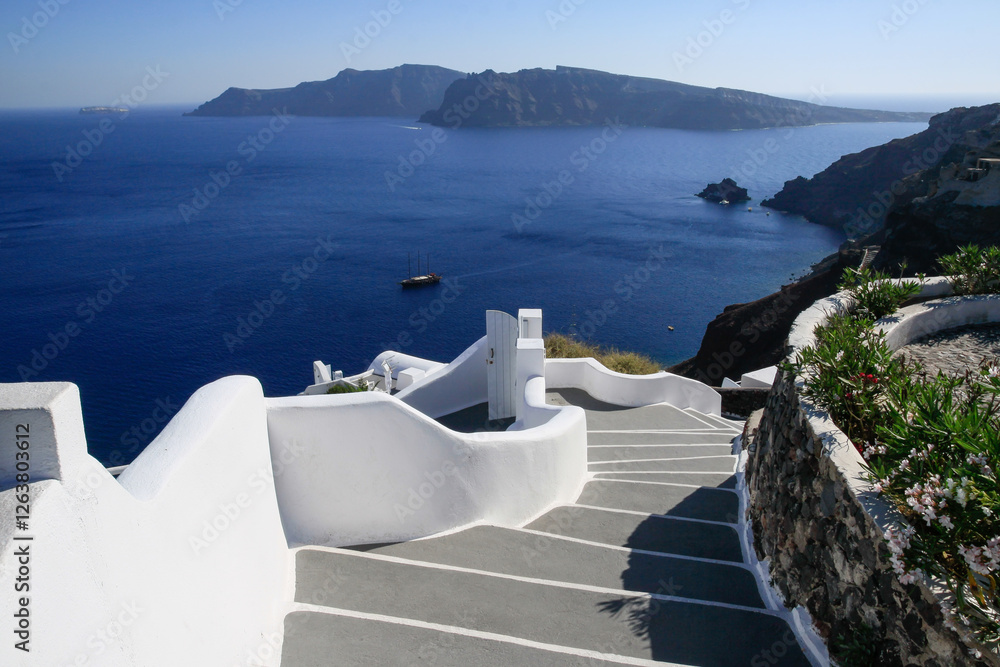 Fototapeta premium Santorini Greek famous holiday destination volcanic Cycladic island in the Aegean sea