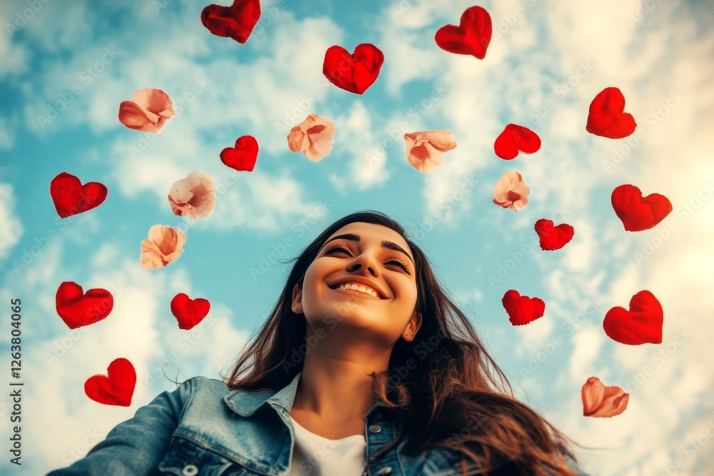 Dazzling striking image of pretty loving latin young woman - commercial ad campaign graphic pattern. Valentine's day greeting from woman or for woman. Woman with heart. Charming love. Pure lov. Dazzling striking image of pretty loving latin young woman - commercial ad campaign graphic pattern. Valentine's day greeting from woman or for woman. Woman with heart. Charming love. Pure lov.