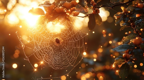 spider web with dew drops