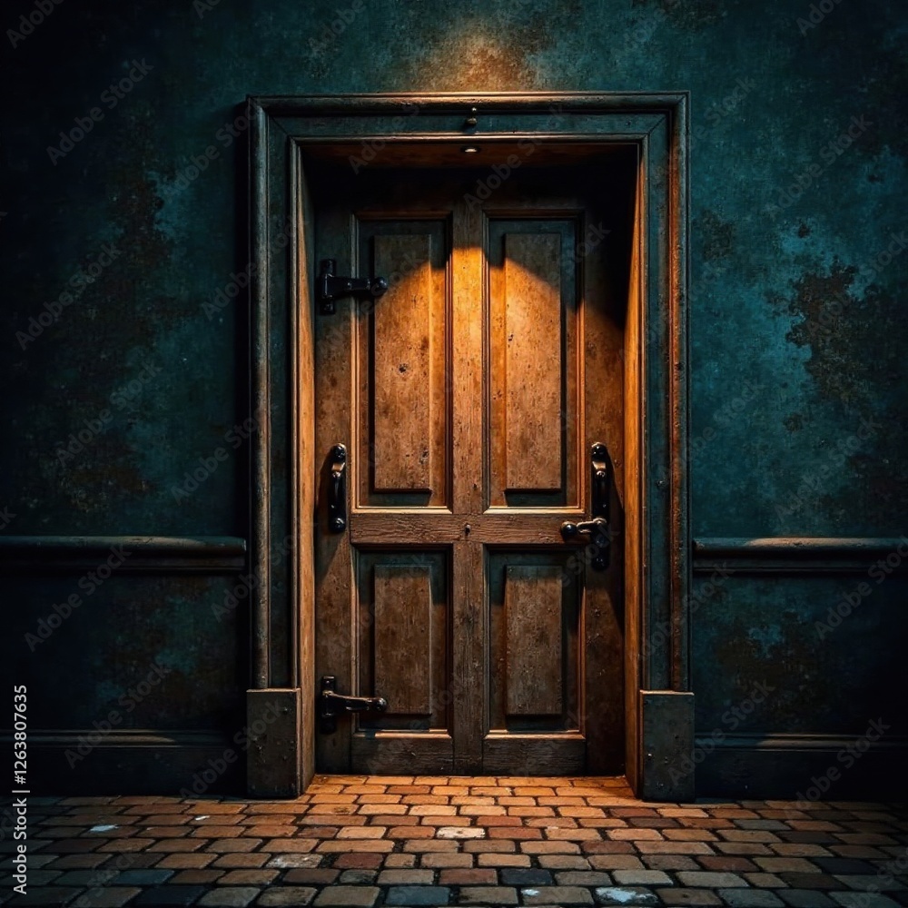 Ancient wooden door in a dimly lit room with cobwebs, ancient, cobwebs, wooden door Ancient wooden door in a dimly lit room with cobwebs, ancient, cobwebs, wooden door