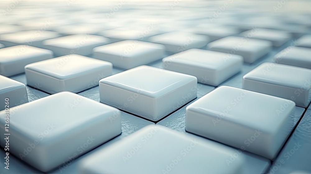 Abstract 3D grid of white squares. Perspective view. Background light. Possible use in technology or design Abstract 3D grid of white squares. Perspective view. Background light. Possible use in technology or design