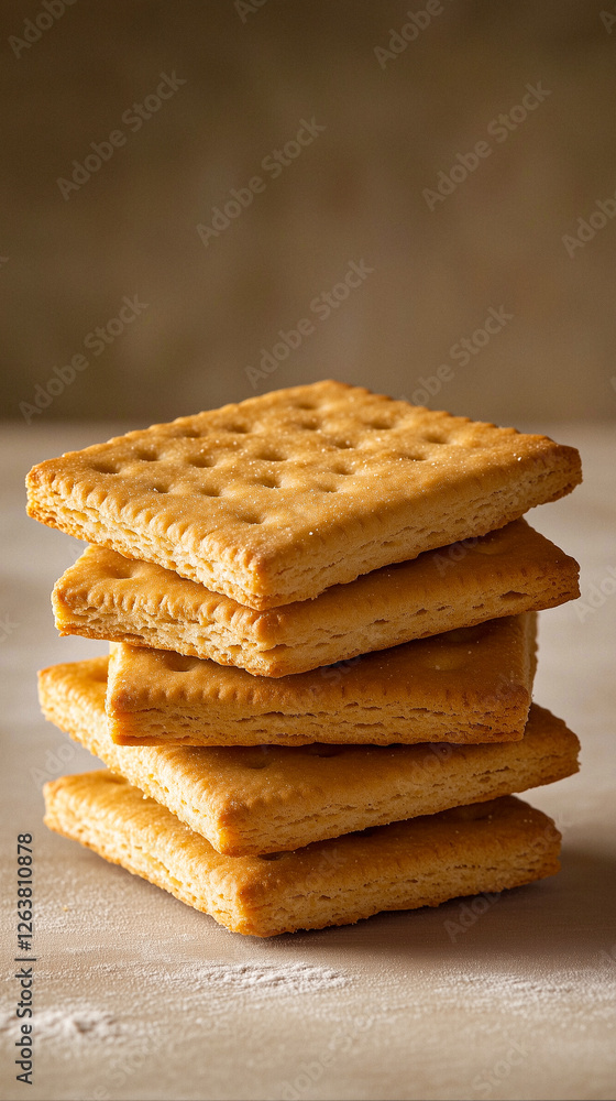 Stack of Five Square Crackers Stack of Five Square Crackers