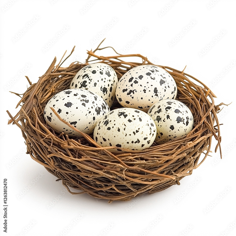 Five Speckled Eggs in a Bird's Nest