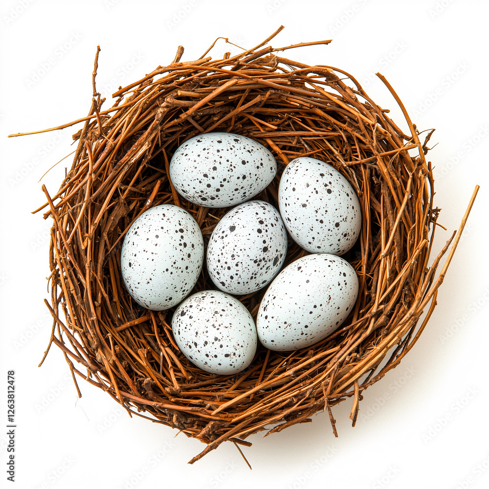 Six Speckled Eggs in a Bird's Nest Six Speckled Eggs in a Bird's Nest