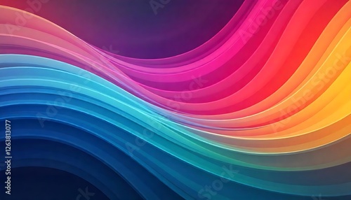 Dynamic color spectrum waves abstract space digital art modern design wide view vibrant gradient concept