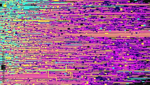Dynamic glitch aesthetic digital realm texture art chaotic environment abstract viewpoint vibrant noise concept