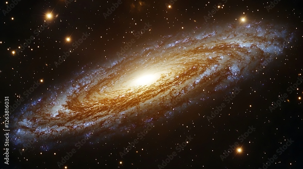 Spiral galaxy swirling in space, distant stars. Astronomy, science background Spiral galaxy swirling in space, distant stars. Astronomy, science background
