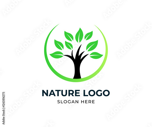green tree logo vector with white background