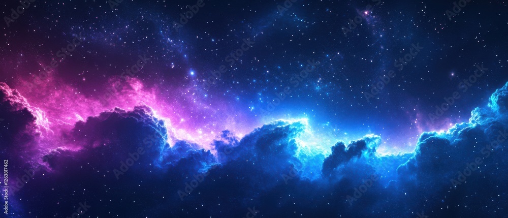 Vibrant pink and blue nebula clouds in a starry night sky Cosmic background with colorful interstellar dust and gas clouds Concept of space, astronomy, and the universe Vibrant pink and blue nebula clouds in a starry night sky Cosmic background with colorful interstellar dust and gas clouds Concept of space, astronomy, and the universe