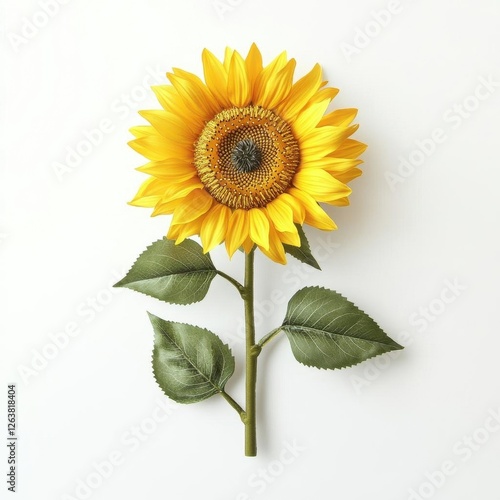 Sunflower Isolated on Pure White Background for Versatile Design Projects
