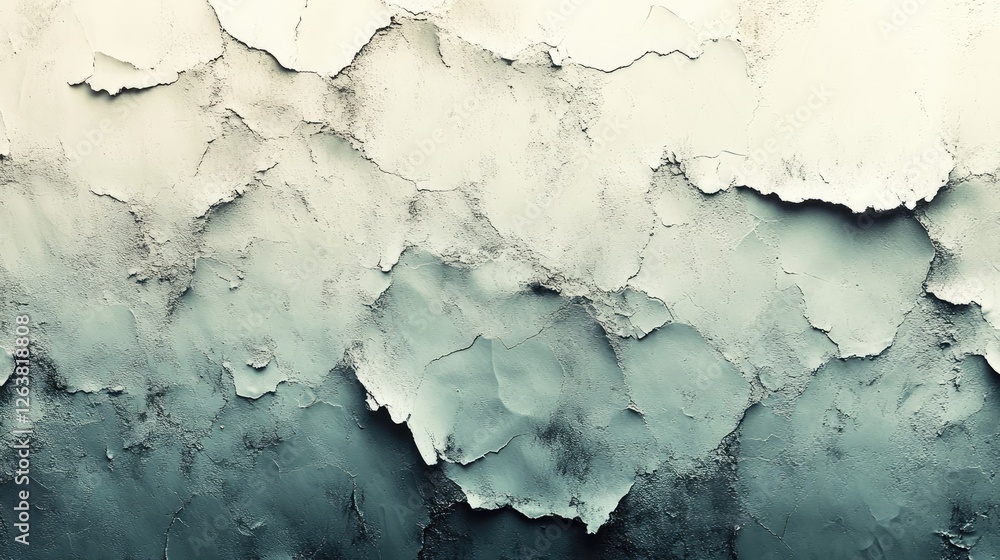 Obraz premium Peeling paint on weathered wall; grunge texture background; architectural backdrop; design inspiration; possible use in illustrations, posters, or website backgrounds